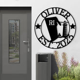 Custom Rhode Island Metal Sign: Lighthouse Wall Decor