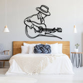 Guitar Player Metal Line Wall Art