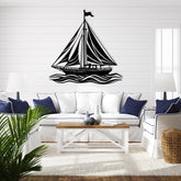 Elegant Sailboat on Ocean Waves Metal Wall Decor