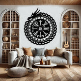 Majestic Ouroboros with Vegvisir Wall Decor
