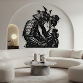 Geisha and Samurai Metal Wall Decor