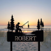Fishing Metal Yard Sign