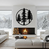 Modern Country Pine Trees Metal Wall Art