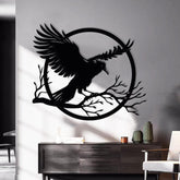 Guardian of the Night: Gothic Raven Metal Wall Art