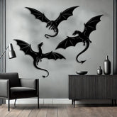 Flying Dragons Metal Wall Art Set