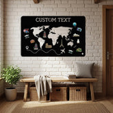 Custom World Map Metal Sign
