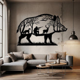 Wild Boar Hunting Metal Wall Art