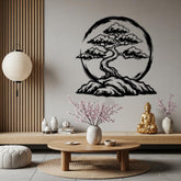 Bonsai Tree with Enso Circle Wall Art