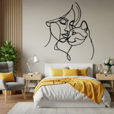 Minimalist Woman and cat Metal Wall Decor