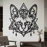 mystical cat metal wall decor
