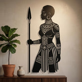 African Woman Spear Metal Wall Decor