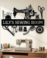 Personalized Sewing Room Metal Sign