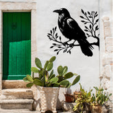 Raven on Tree Branch Metal Wall Art