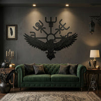 Majestic Viking Raven Metal Wall Art