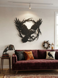 Victorian Gothic Raven Metal Wall Art