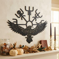 Majestic Viking Raven Metal Wall Art