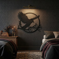 Guardian of the Night: Gothic Raven Metal Wall Art