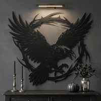 Victorian Gothic Raven Metal Wall Art