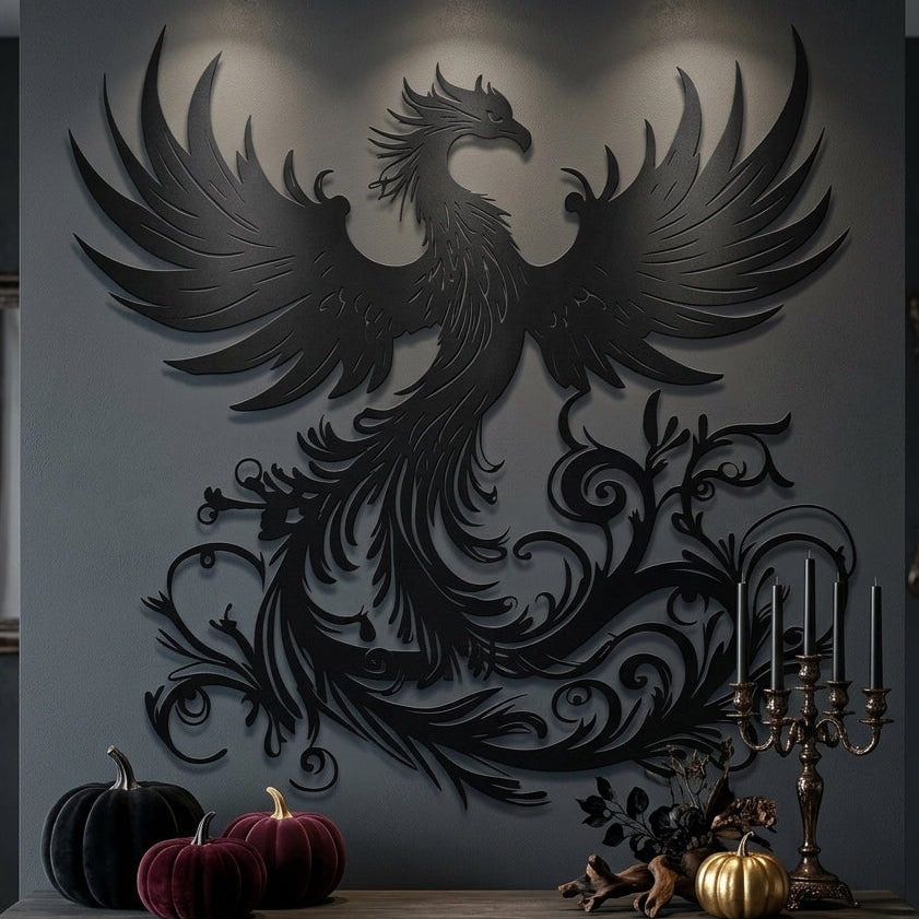 Gothic Phoenix Metal Wall Decor