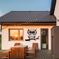 Silly Owl on Branch Metal Wall Decor