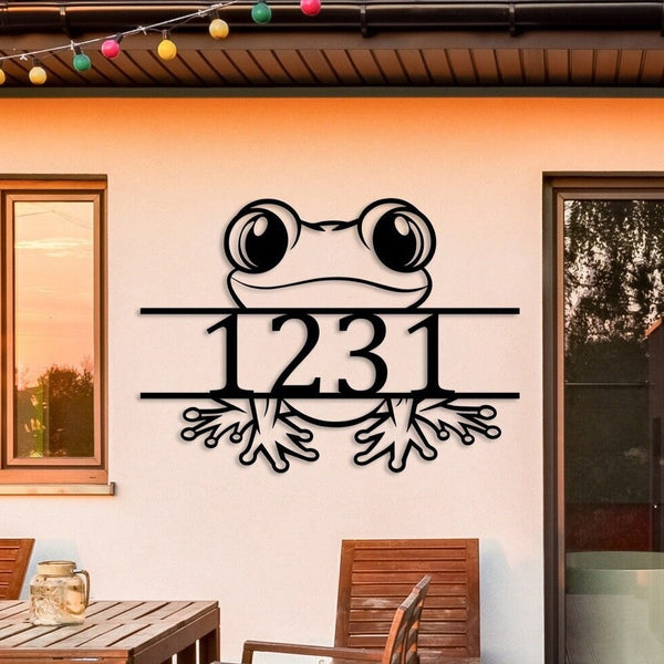 Cute Frog House Number Sign