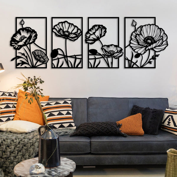 Metal Poppy Wall Art