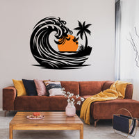 Sun and Ocean Wave Metal Wall Art