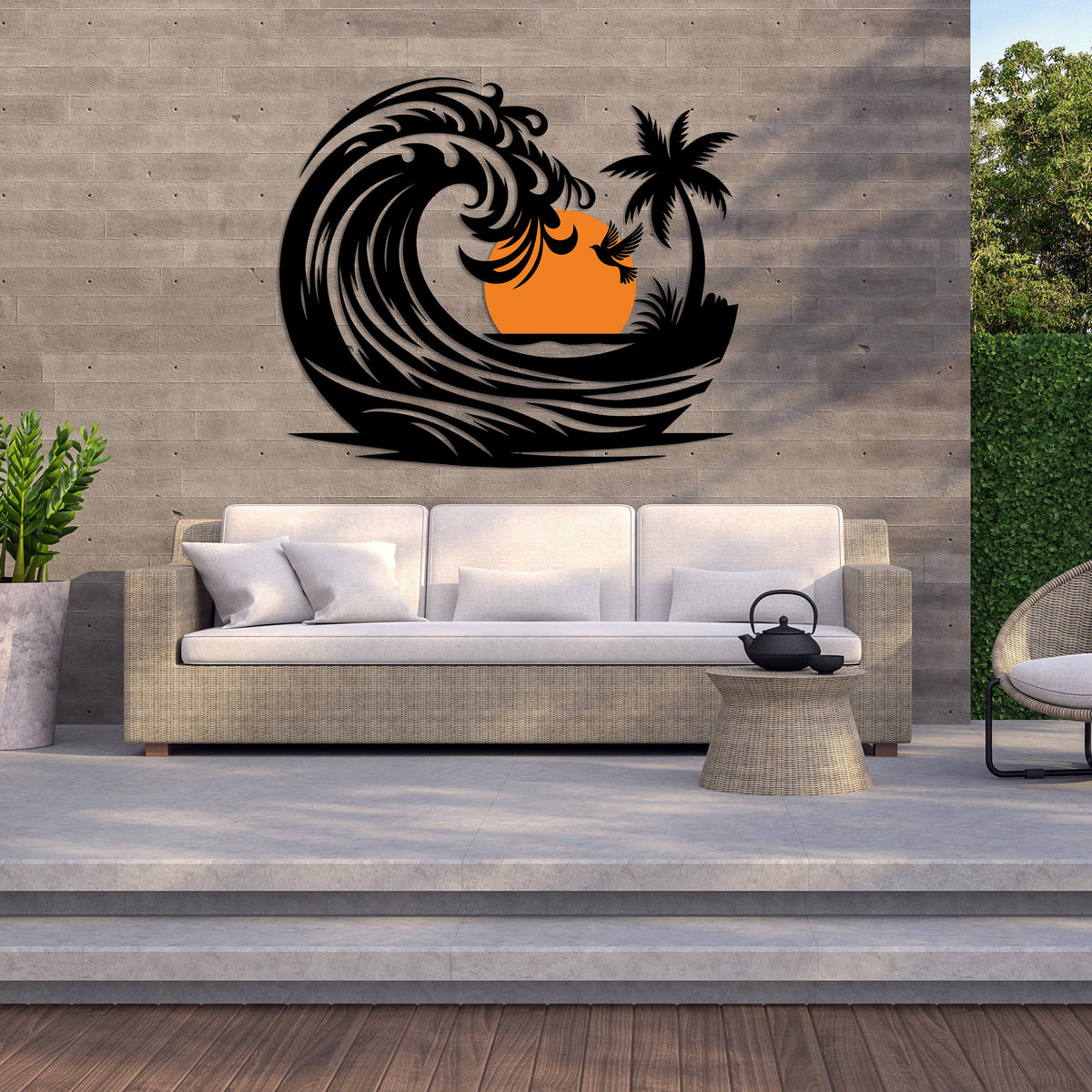 Sun and Ocean Wave Metal Wall Art
