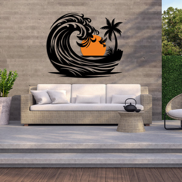 Sun and Ocean Wave Metal Wall Art