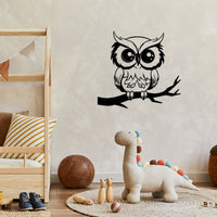 Silly Owl on Branch Metal Wall Decor