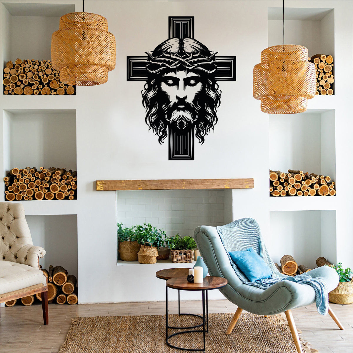 Jesus Metal Wall Art: Christian Cross Decor
