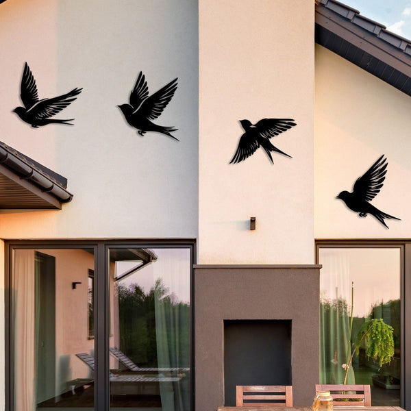 Flying Swallow Set Metal Wall Art