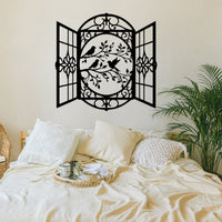 Window and Birds Metal Wall Art