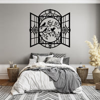 Window and Birds Metal Wall Art