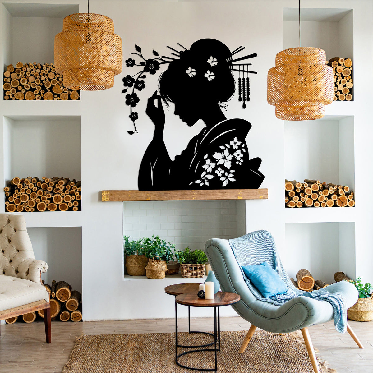 Japanese Geisha Metal Wall Decor