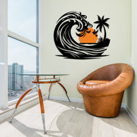 Sun and Ocean Wave Metal Wall Art