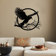 Guardian of the Night: Gothic Raven Metal Wall Art