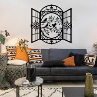 Window and Birds Metal Wall Art