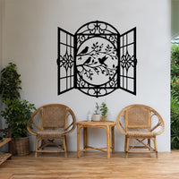Window and Birds Metal Wall Art