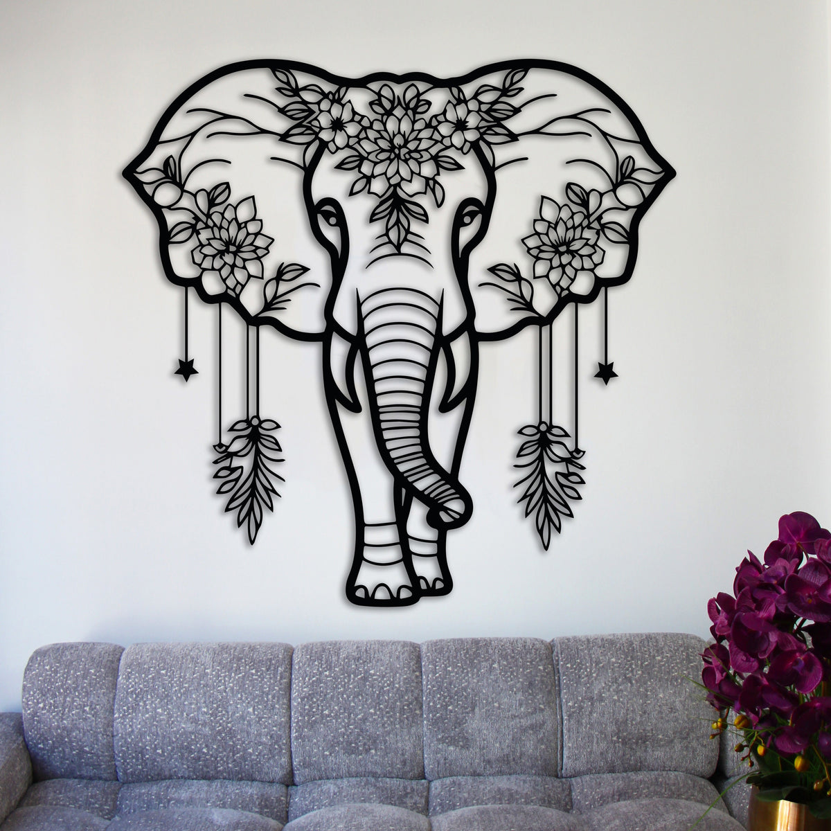 Floral Elephant Decor for Living Room