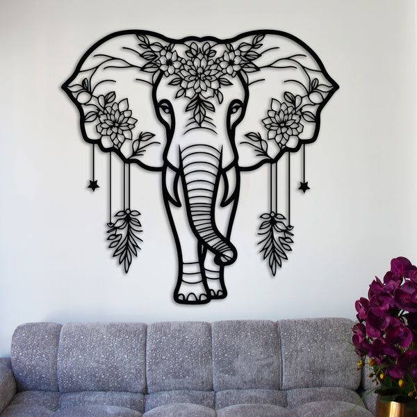 Floral Elephant Decor for Living Room