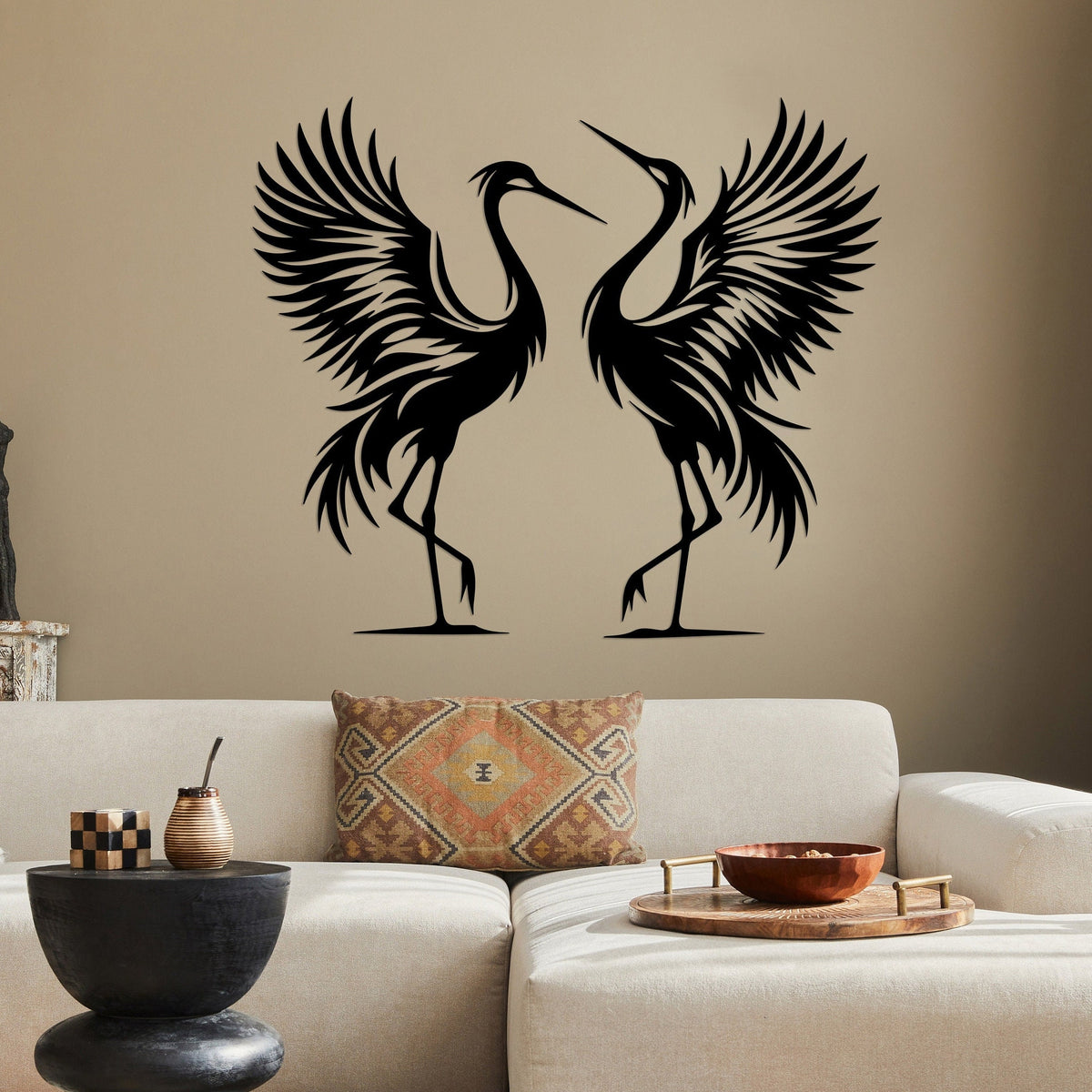 Metal Cranes Wall Art Set of 2