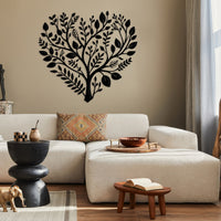 Boho Floral Heart Metal Wall Decor