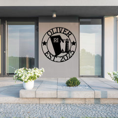 Custom Rhode Island Metal Sign: Lighthouse Wall Decor