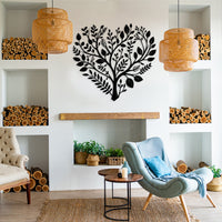 Boho Floral Heart Metal Wall Decor