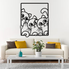 Silly Cats Metal Wall Art