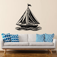Elegant Sailboat on Ocean Waves Metal Wall Decor