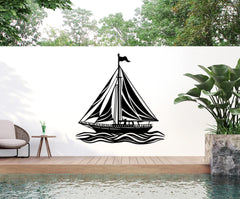 Elegant Sailboat on Ocean Waves Metal Wall Decor