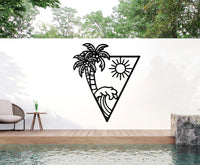 Great Waves and Palm Tree Metal Wall Art