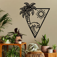 Great Waves and Palm Tree Metal Wall Art
